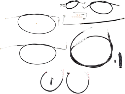 LA CHOPPERS Complete Black Vinyl Braided Handlebar Cable/Brake Line Kit - 15"-17" Handlebars - '15 FLS LA-8151KT2A-16B