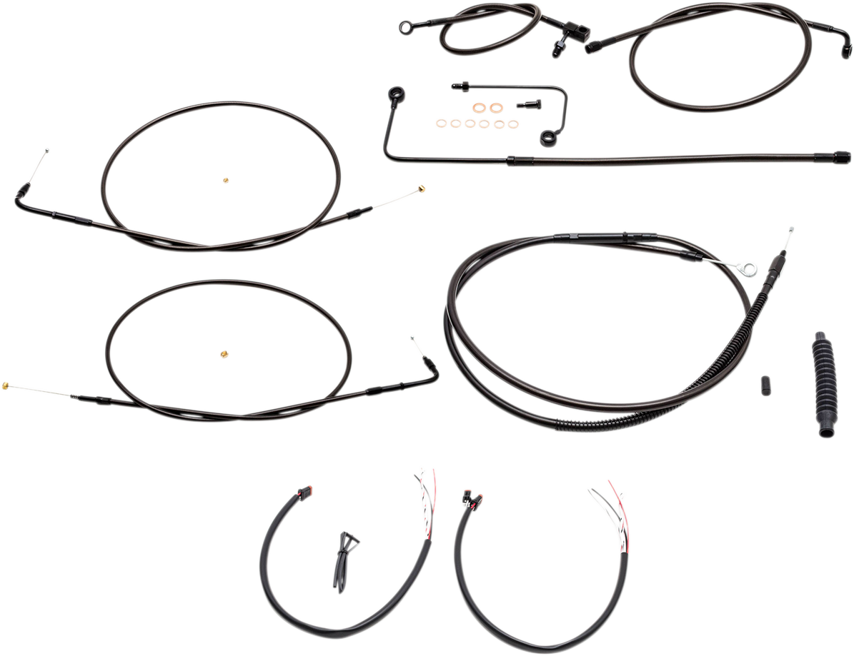 LA CHOPPERS Complete Midnight Braided Cable Kit - 18"-20" Handlebars - '15 FLS LA-8151KT2A-19M