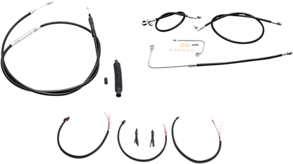 LA CHOPPERS Complete Black Vinyl Braided Handlebar Cable/Brake Line Kit - 18"-20" Handlebars - '16-'17 FLS LA-8151KT2B-19B