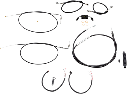 LA CHOPPERS Complete Black Vinyl Braided Handlebar Cable/Brake Line Kit - 12"-14" Handlebars - '12-'17 FXDB/C LA-8211KT2-13B