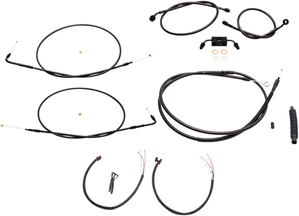 LA CHOPPERS Complete Midnight Braided Cable Kit - 12"-14" Handlebars - ABS - '12-'17 FXDB/C LA-8211KT2-13M