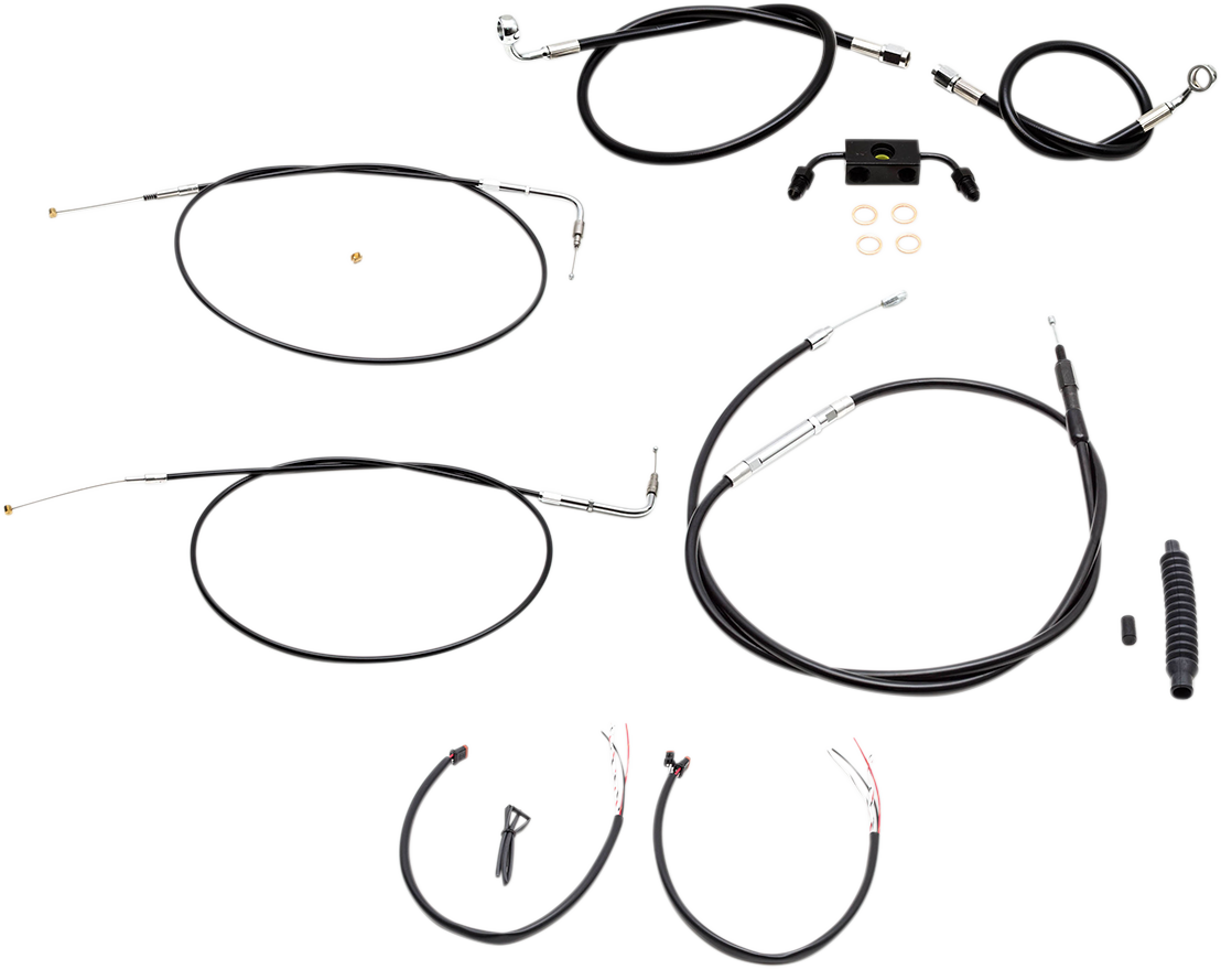LA CHOPPERS Complete Black Vinyl Braided Handlebar Cable/Brake Line Kit - Mini Handlebars - '13-'22 Sportster LA-8321KT2-08B