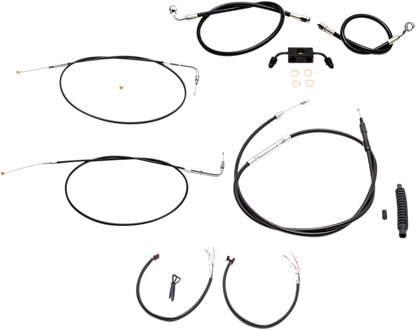 LA CHOPPERS Complete Black Vinyl Braided Handlebar Cable/Brake Line Kit - 12"-14" Handlebars - '13-'22 Sportster LA-8321KT2-13B