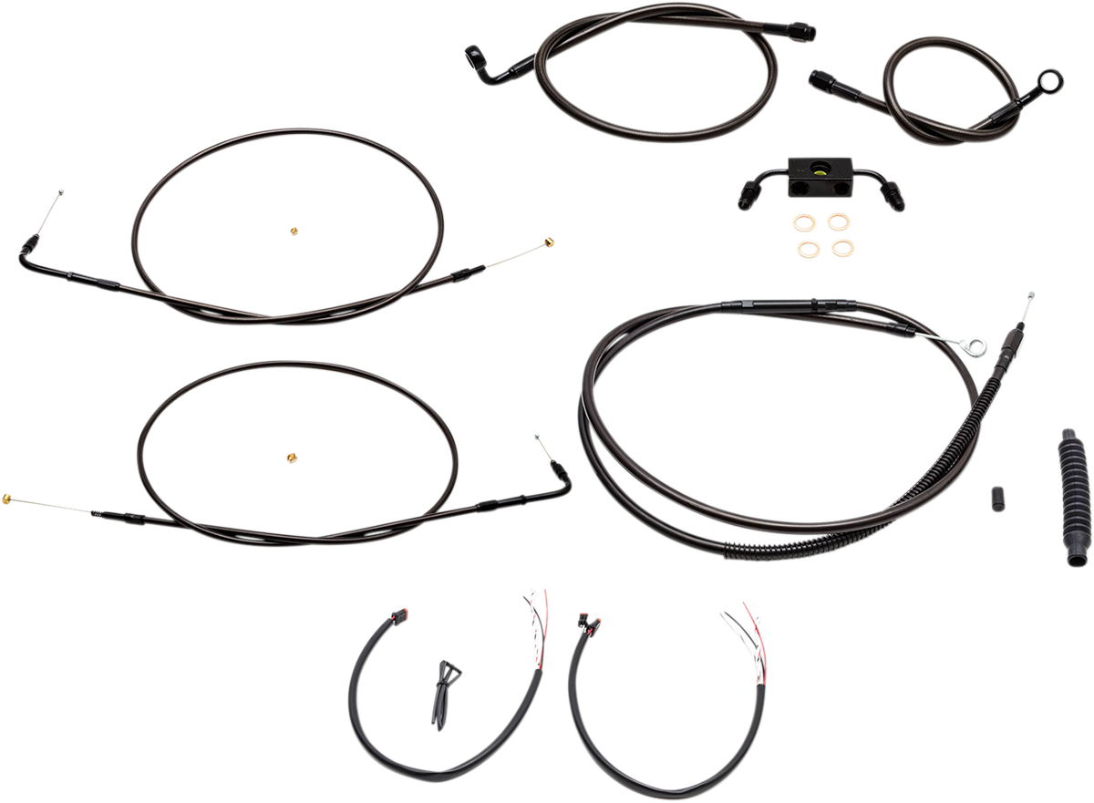 LA CHOPPERS Complete Midnight Braided Cable Kit - 12"-14" Handlebars - ABS - '13-'22 Sportster LA-8321KT2-13M