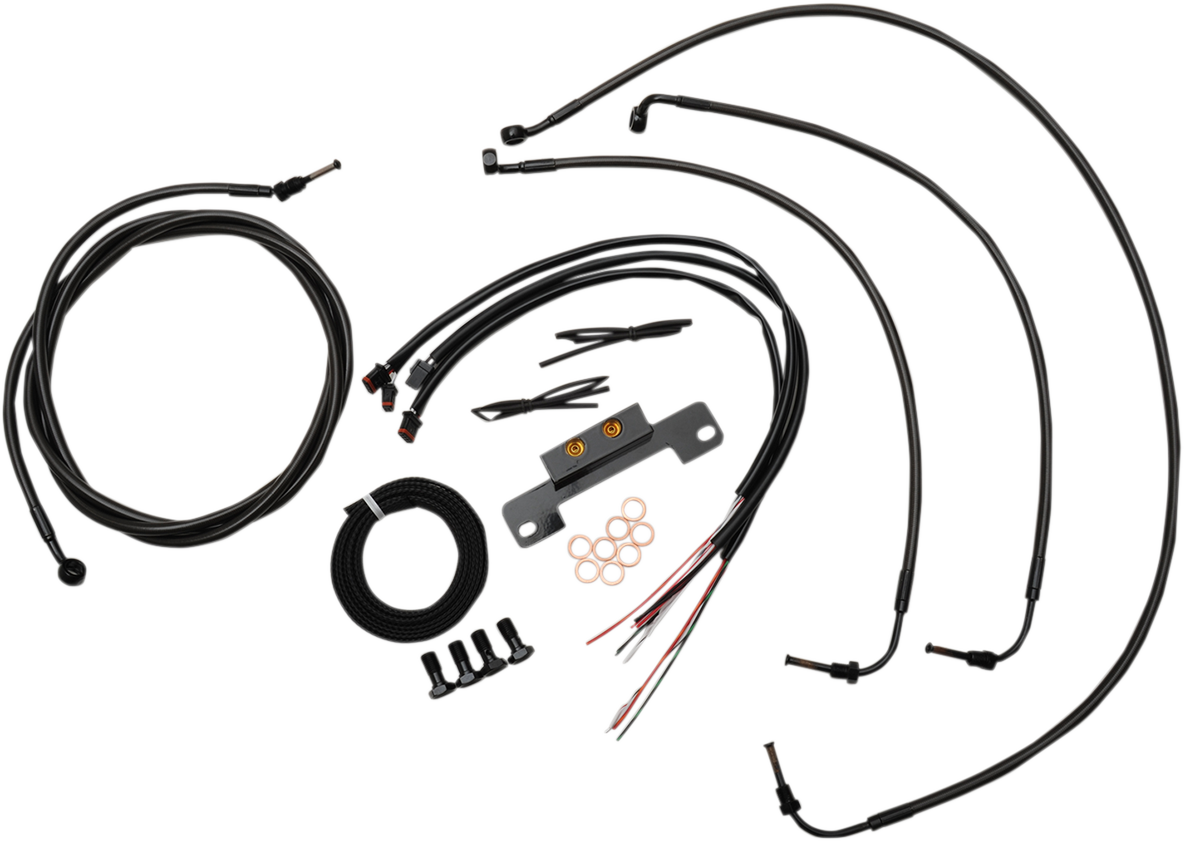 LA CHOPPERS Complete Midnight Braided Cable Kit - Mini Handlebars - '17-'20 Touring LA-8055KT2-08M