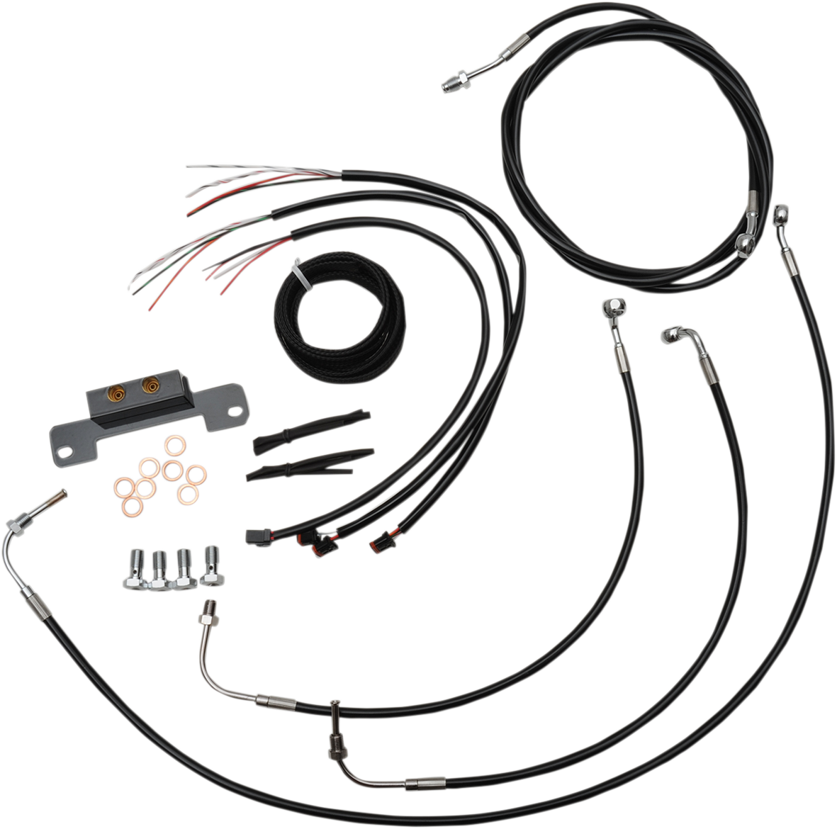 LA CHOPPERS Complete Black Vinyl Braided Handlebar Cable/Brake Line Kit - 15"-17" Handlebars - '17-'20 Touring LA-8055KT2-16B