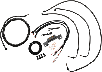LA CHOPPERS Complete Midnight Braided Cable Kit - 15"-17" Handlebars - '17-'20 Touring LA-8055KT2-16M