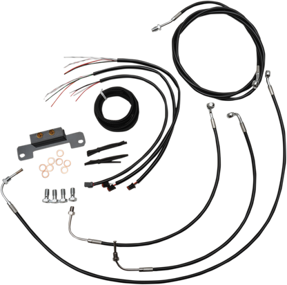 LA CHOPPERS Complete Black Vinyl Braided Handlebar Cable/Brake Line Kit - 18"-20" Handlebars - '17-'20 Touring LA-8055KT2-19B