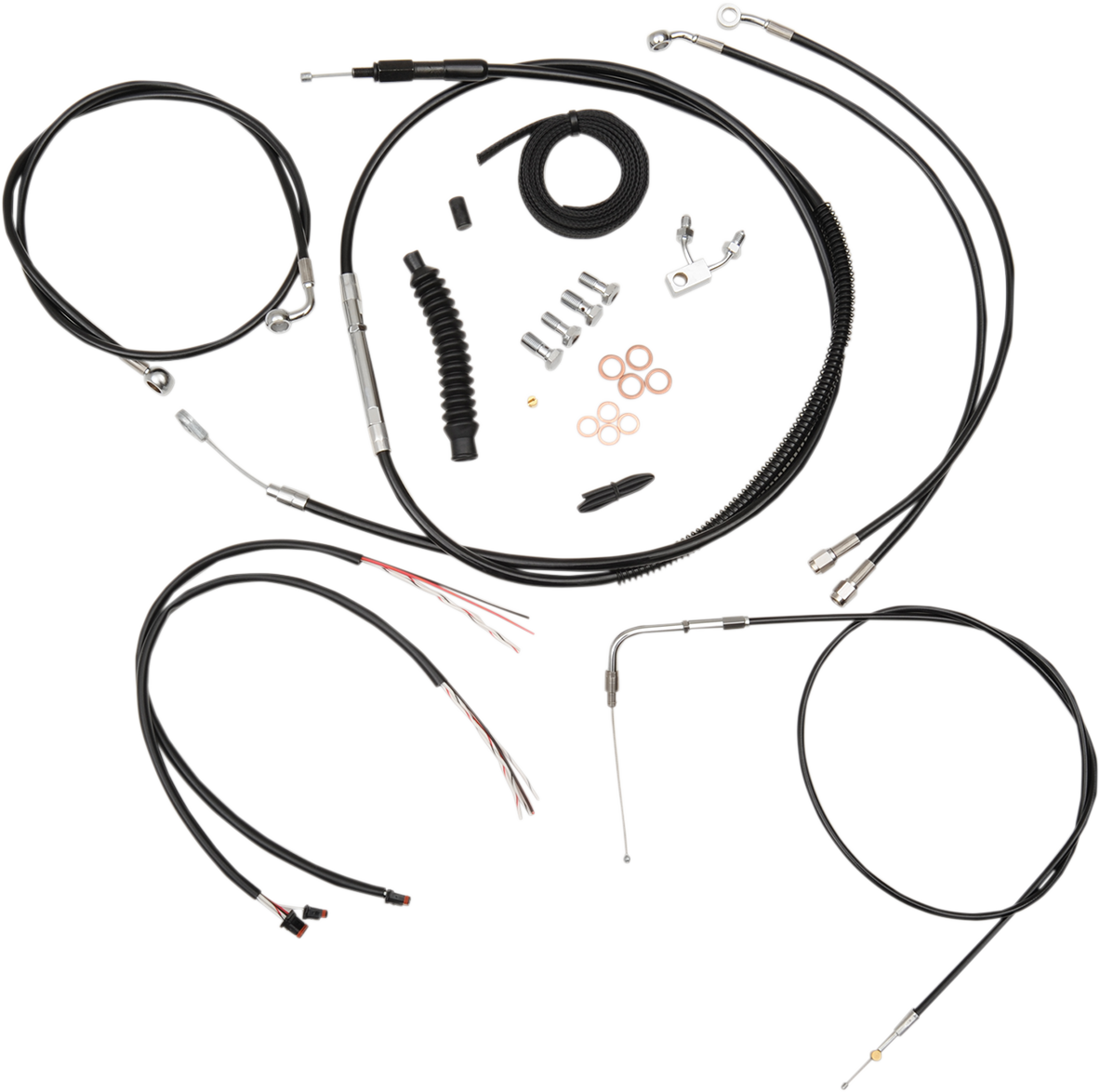 LA CHOPPERS Complete Black Vinyl Braided Handlebar Cable/Brake Line Kit - 15"-17" Handlebars - '16-'17 FXSB LA-8123KT2-16B