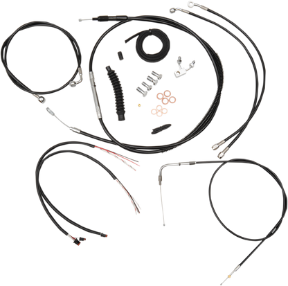 LA CHOPPERS Complete Black Vinyl Braided Handlebar Cable/Brake Line Kit - 18"-20" Handlebars - '16-'17 FXSB LA-8123KT2-19B