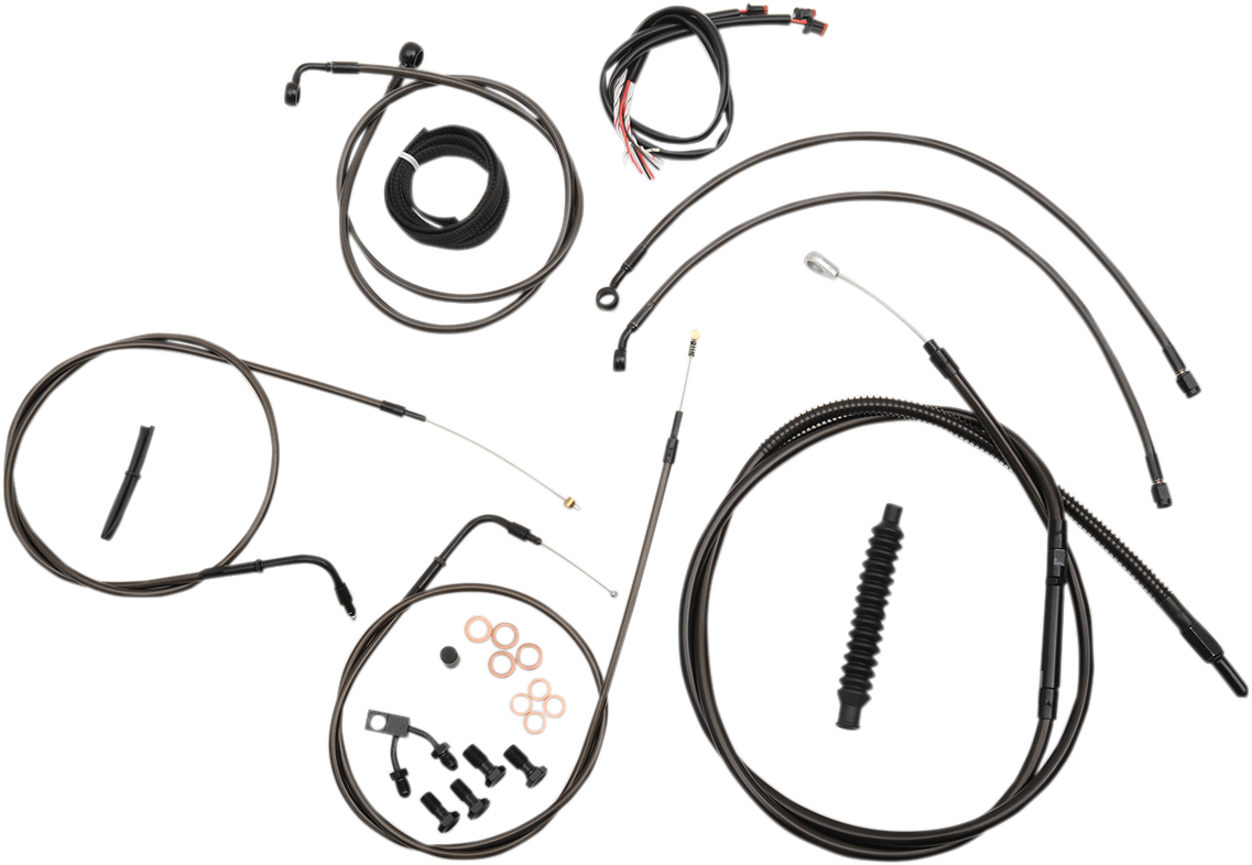 LA CHOPPERS Complete Midnight Braided Cable Kit - 18"-20" Handlebars - ABS - '16-'17 FXSB LA-8123KT2-19M