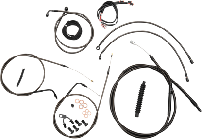 LA CHOPPERS Complete Midnight Braided Cable Kit - 18"-20" Handlebars - ABS - '16-'17 FXSB LA-8123KT2-19M