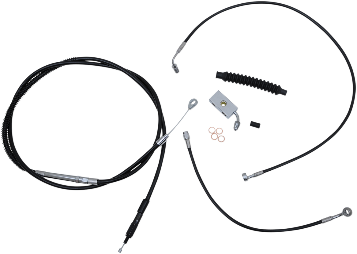 LA CHOPPERS Complete Black Vinyl Braided Handlebar Cable/Brake Line Kit - 15"-17" Handlebars - '18-'22 Softail LA-8152KT-16B