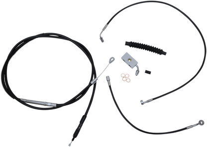 LA CHOPPERS Complete Black Vinyl Braided Handlebar Cable/Brake Line Kit - 15"-17" Handlebars - '18-'22 Softail LA-8152KT-16B