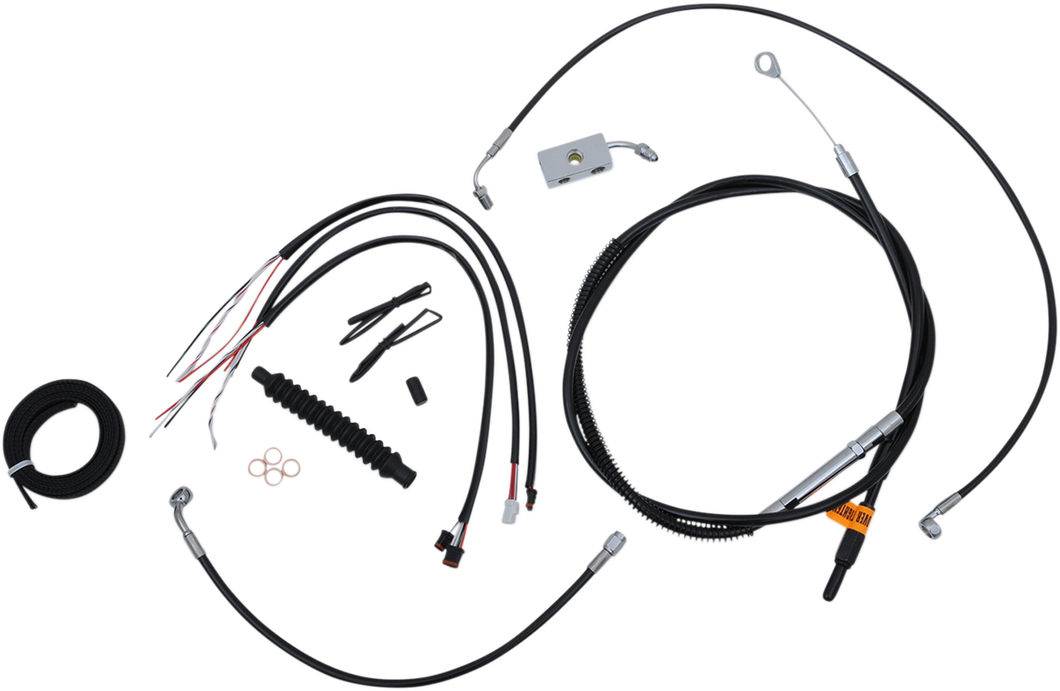 LA CHOPPERS Complete Black Vinyl Braided Handlebar Cable/Brake Line Kit - 12"-14" Handlebars - '18-'22 Softail LA-8152KT2-13B