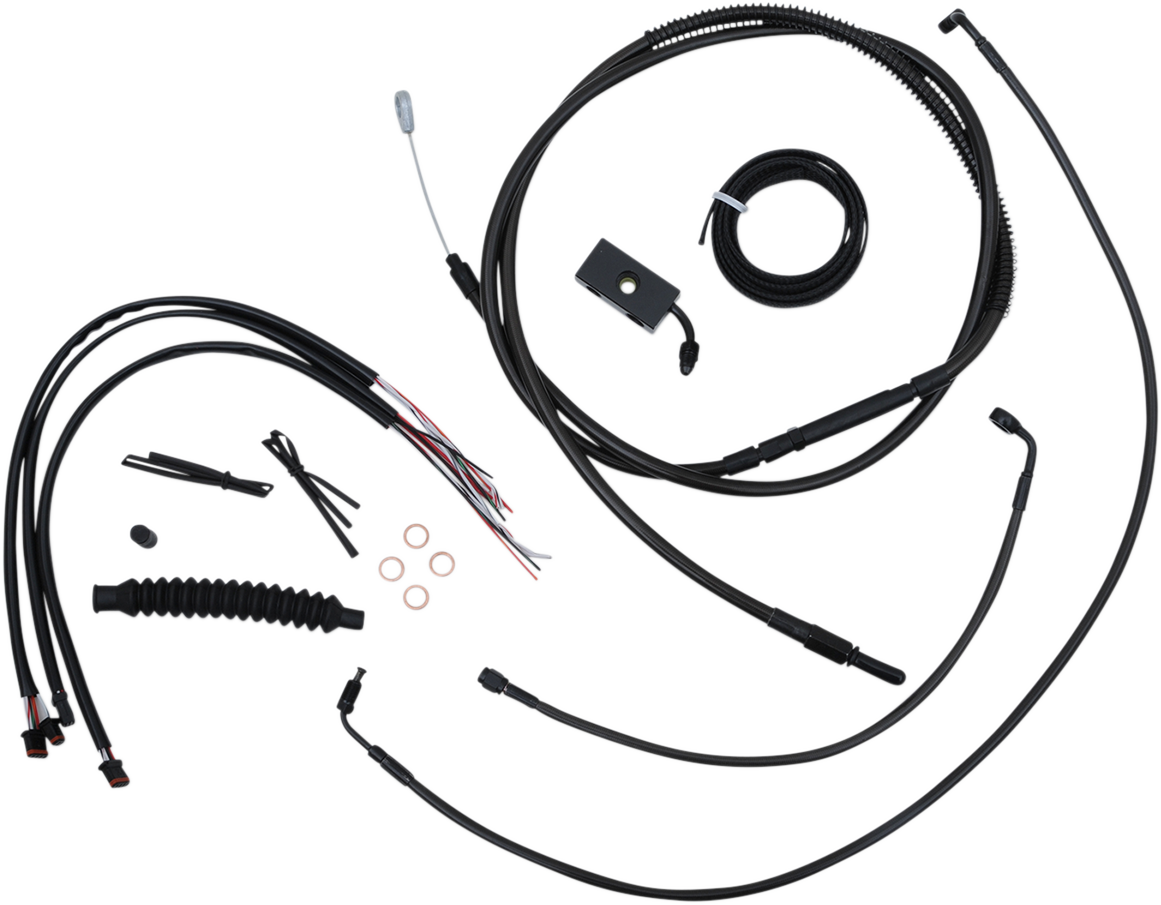 LA CHOPPERS Complete Midnight Braided Cable Kit - 18"-20" Handlebars - ABS - '18-'22 Softail LA-8152KT2-19M