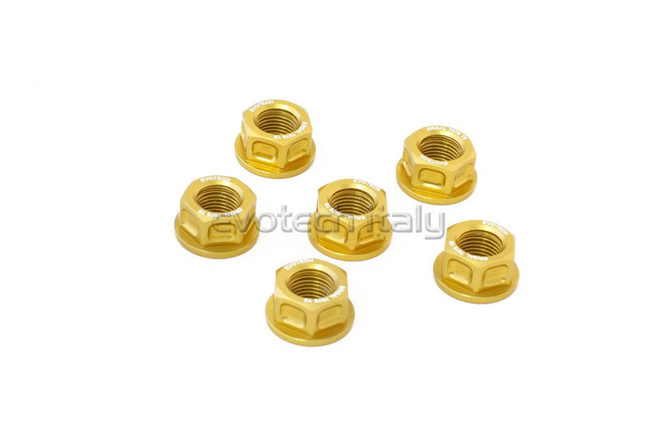 Evotech Srl Billet Aluminum Sprocket/Flange Nuts for Ducati, KTM, and Kawasaki (set of 6) - M10x1.25