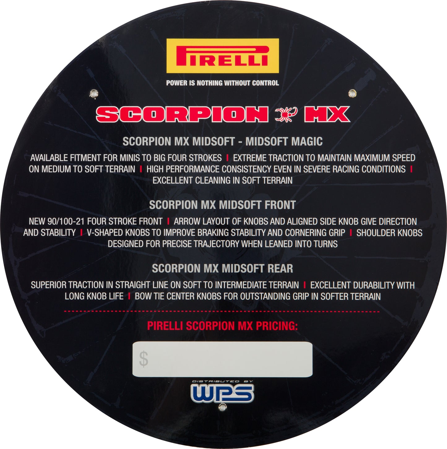 Tire Insert Display Sign Scorpion Mid Soft