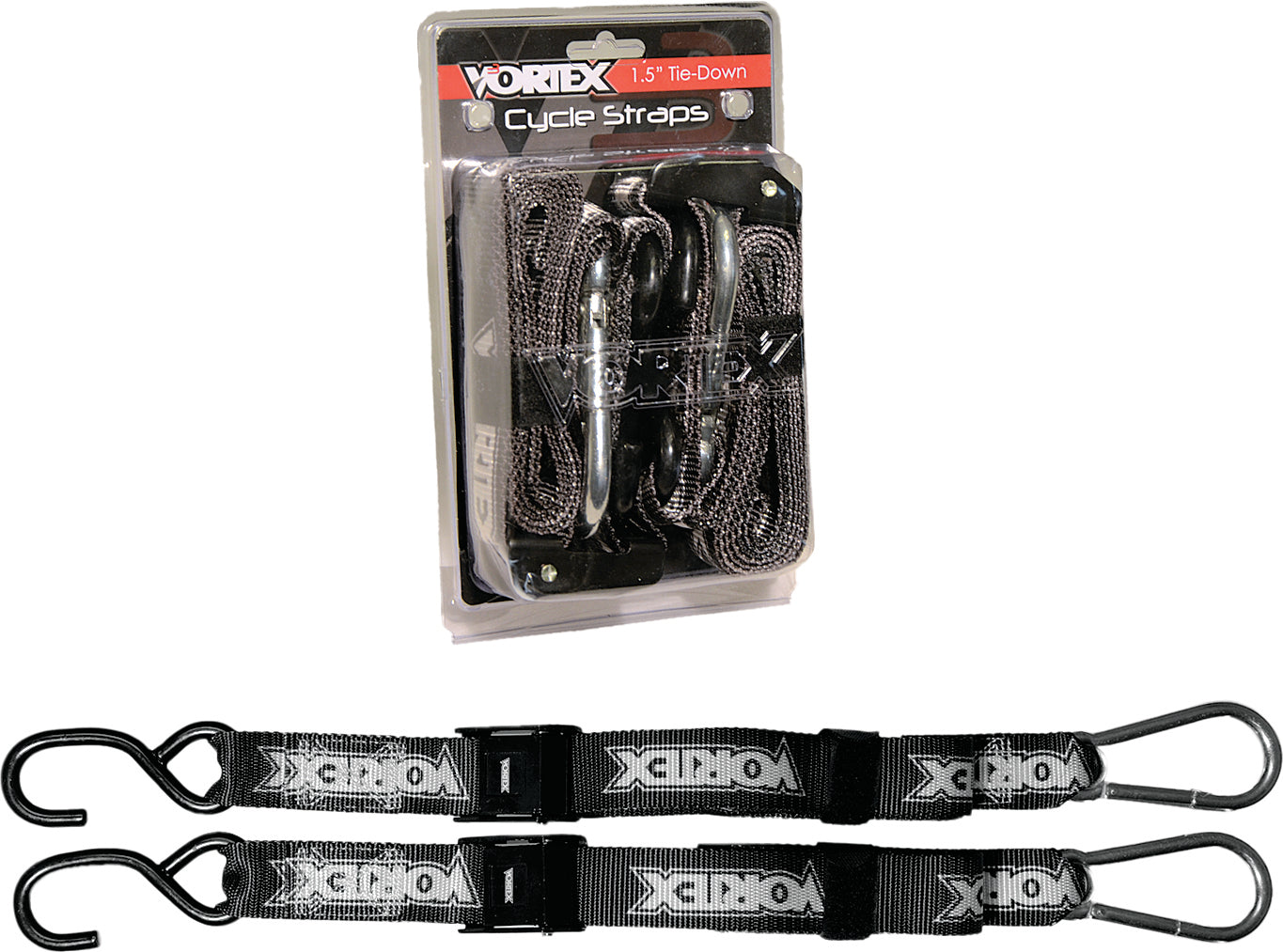 Tie Downs 1.5" 2/Pk Blk