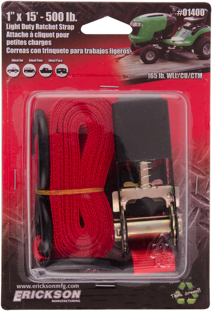 ERICKSON Ratchet Strap - 1" x 15' - Red 01400