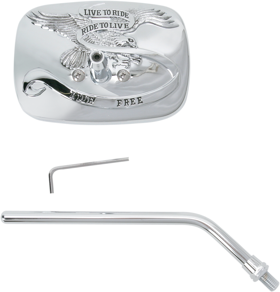 EMGO Mirror - "Ride Free" - Side View - Rectangle - M10 x 1.25 (Left Hand) - Chrome - Right 20-31756A