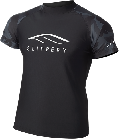 SLIPPERY Rashguard - Short-Sleeve - Black/Camo - Small 3250-0136