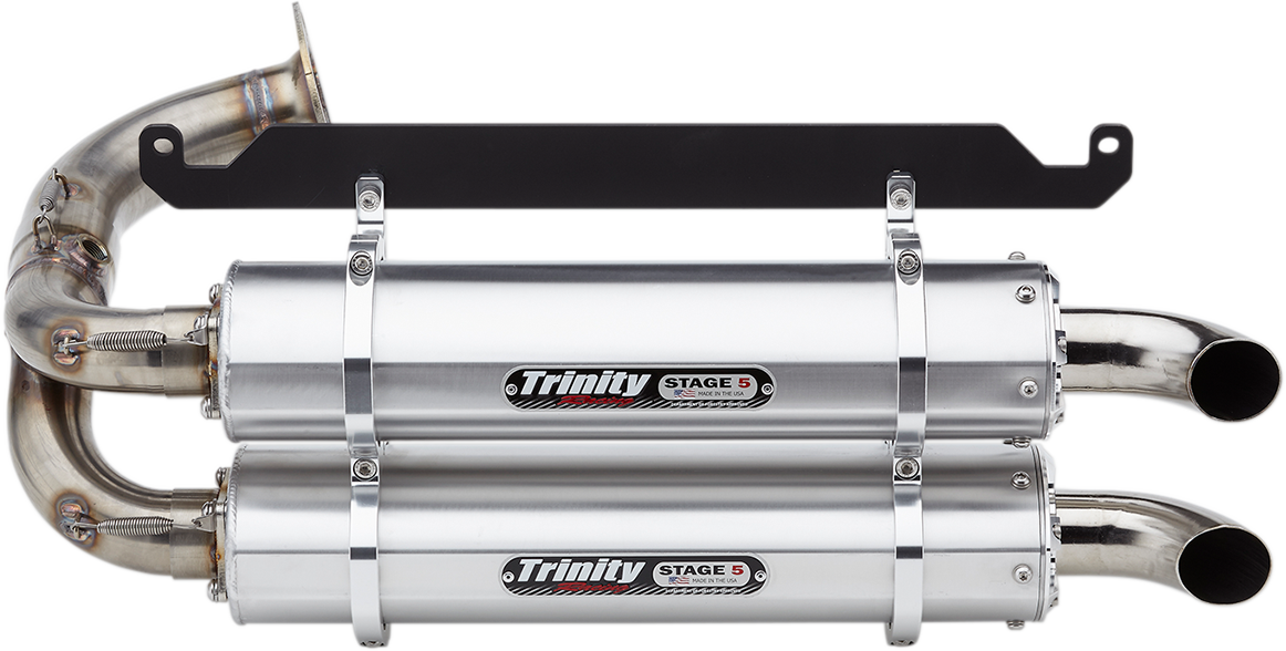 TRINITY RACING Stage 5 Slip-On Dual Muffler - Brushed Aluminum TR-4169S
