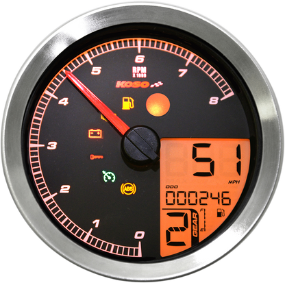 KOSO NORTH AMERICA Multi-Function Speedometer/Tachometer - HD-04 - Chrome BA051201