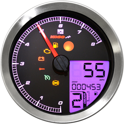KOSO NORTH AMERICA Multi-Function Speedometer/Tachometer - HD-04 - Chrome BA051201
