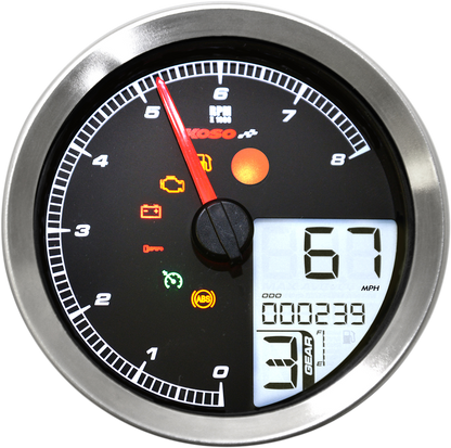KOSO NORTH AMERICA Multi-Function Speedometer/Tachometer - HD-04 - Chrome BA051201