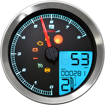 KOSO NORTH AMERICA Multi-Function Speedometer/Tachometer - HD-04 - Chrome BA051221