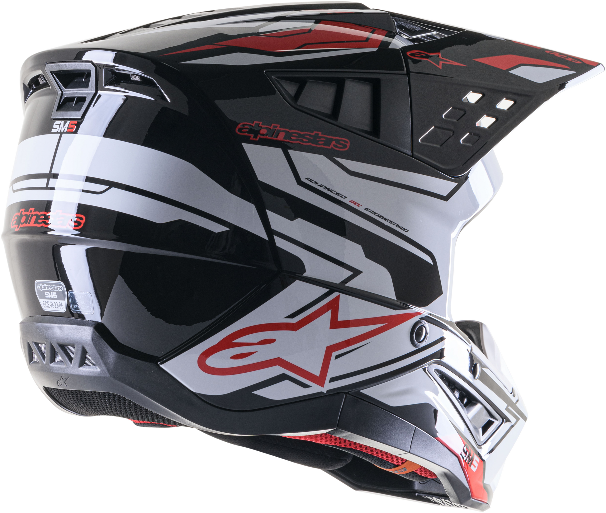 S M5 Action 2 Helmet Blk/Wht/Brt Rd Glossy 2x