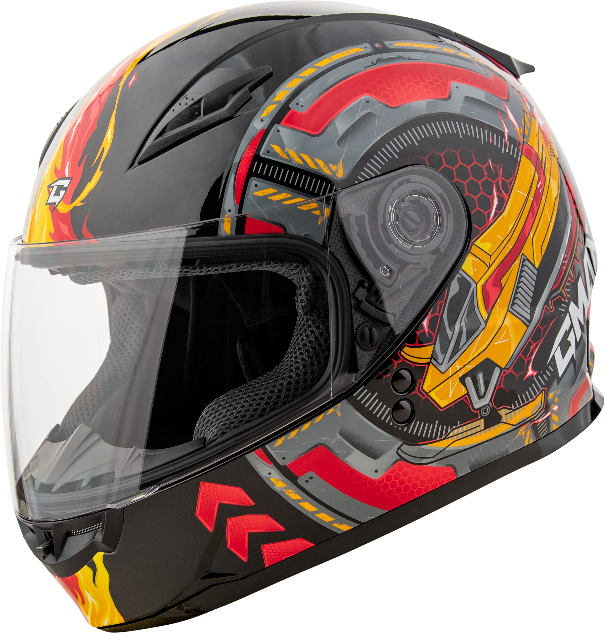 Gm 49y Charge Helmet Black/Red/Yellow Yl