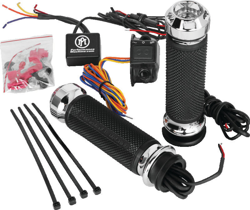 Performance Machine FLHX TBW Apex Heated Grips - Chrome