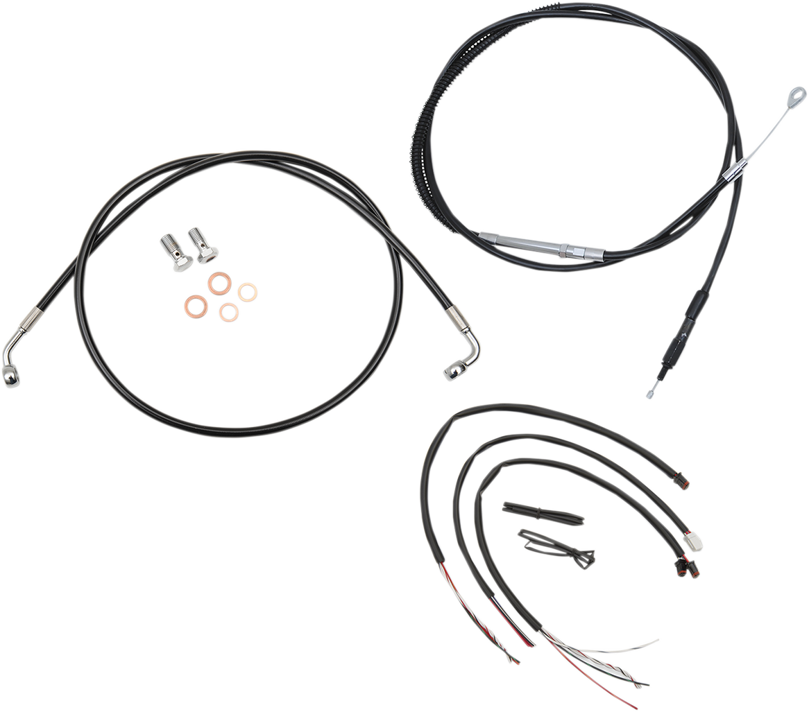 LA CHOPPERS Complete Black Vinyl Braided Handlebar Cable/Brake Line Kit - 15"-17" Handlebars - '18-'22 Softail LA-8153KT2-16B
