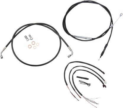 LA CHOPPERS Complete Black Vinyl Braided Handlebar Cable/Brake Line Kit - 15"-17" Handlebars - '18-'22 Softail LA-8153KT2-16B
