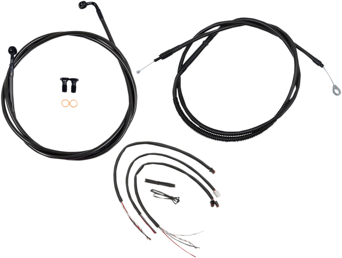 LA CHOPPERS Complete Midnight Braided Cable Kit - 18"-20" Handlebars - '18-'19 Softail LA-8153KT2-19M