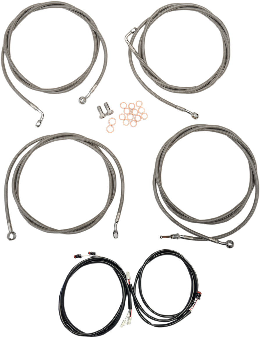 LA CHOPPERS Complete Plug-and-Play Cable Kit - Mini Handlebars - '17-'20 Touring - ABS - Stainless LA-8054KT3-08
