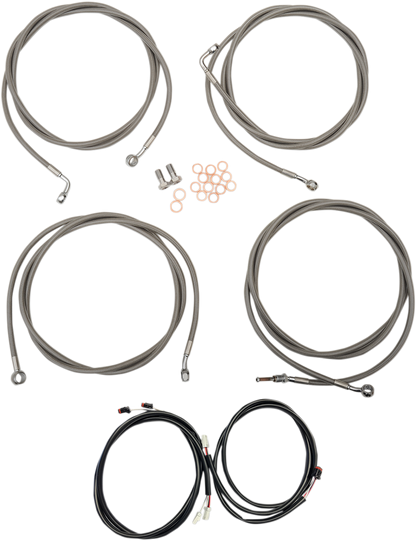 LA CHOPPERS Complete Plug-and-Play Cable Kit - Mini Handlebars - '17-'20 Touring - ABS - Stainless LA-8054KT3-08