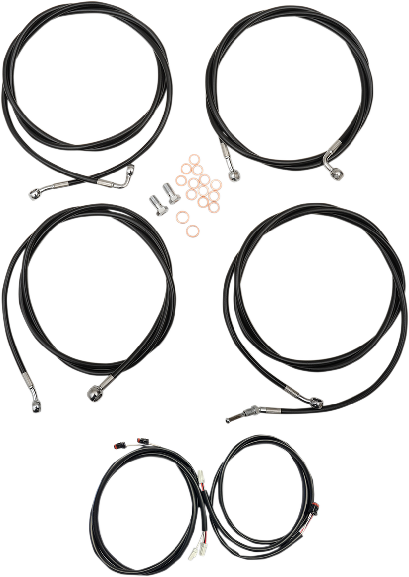 LA CHOPPERS Complete Plug-and-Play Cable Kit - 12" - 14" Handlebars - '17-'20 Touring - ABS - Black LA-8054KT3-13B