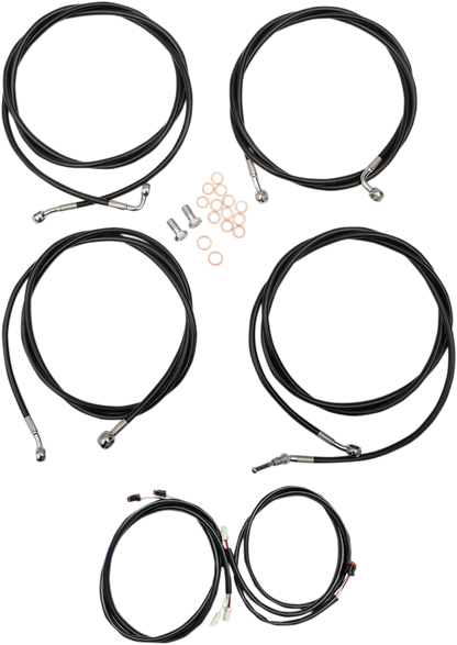 LA CHOPPERS Complete Plug-and-Play Cable Kit - 15" - 17" Handlebars - '17-'20 Touring - ABS - Black LA-8054KT3-16B