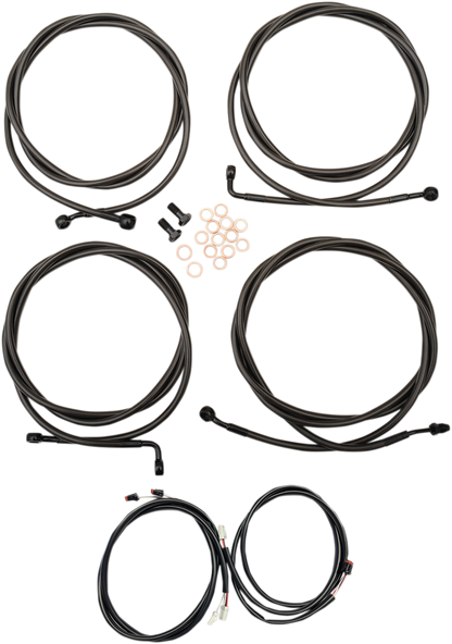 LA CHOPPERS Complete Plug-and-Play Cable Kit - 15" - 17" Handlebars - '17-'20 Touring - ABS - Midnight LA-8054KT3-16M