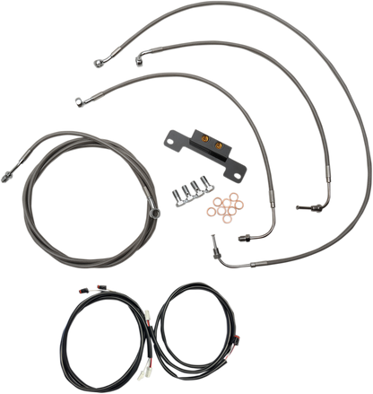 LA CHOPPERS Complete Plug-and-Play Cable Kit - 12" - 14" Handlebars - '17-'19 Touring - Stainless LA-8055KT3-13
