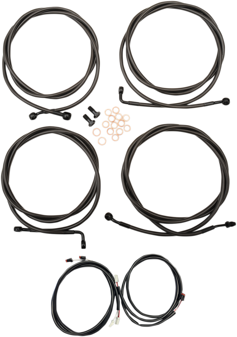 LA CHOPPERS Complete Plug-and-Play Cable Kit - 18" - 20" Handlebars - '17-'20 Touring - ABS - Midnight LA-8054KT3-19M