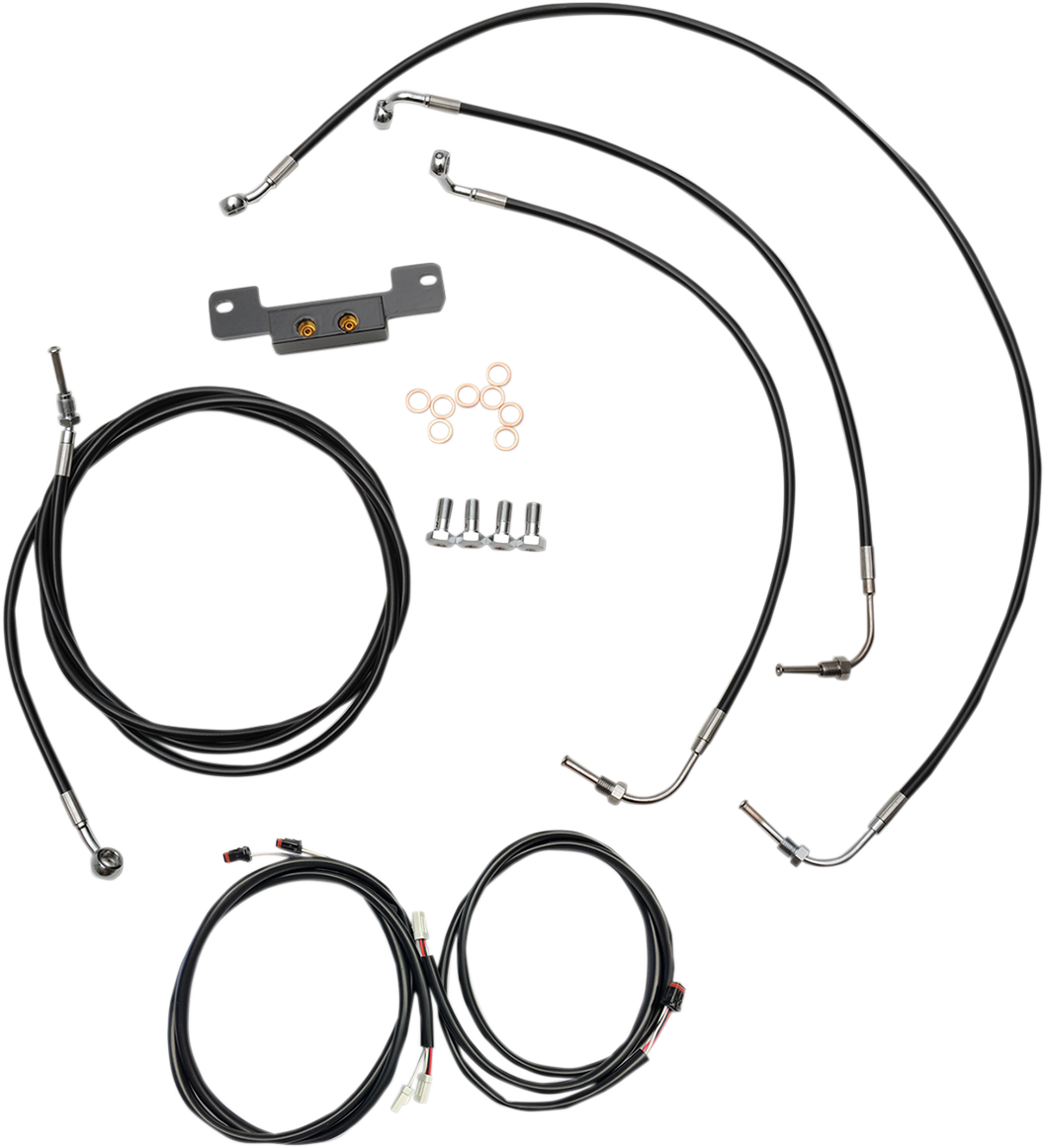 LA CHOPPERS Complete Plug-and-Play Cable Kit - 12" - 14" Handlebars - '17-'19 Touring - Black LA-8055KT3-13B