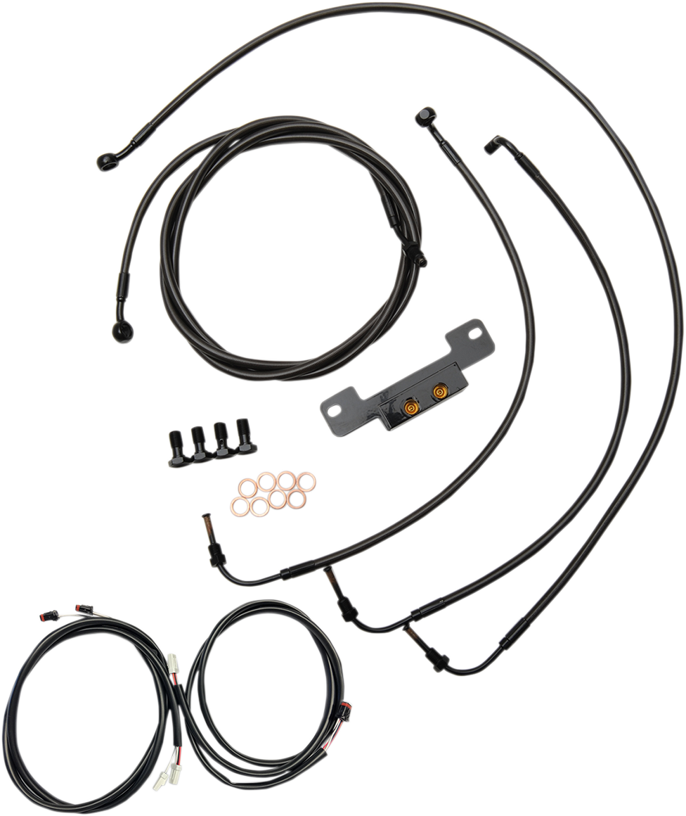 LA CHOPPERS Complete Plug-and-Play Cable Kit - 15" - 17" Handlebars - '17-'19 Touring - Midnight LA-8055KT3-16M