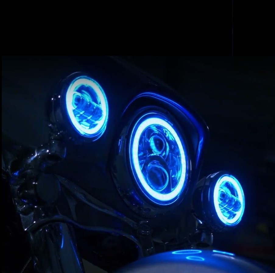 CUSTOM DYNAMICS ProGLOW™ 7" Headlamp - with Mounting Ring - Chrome PG-7-13-C