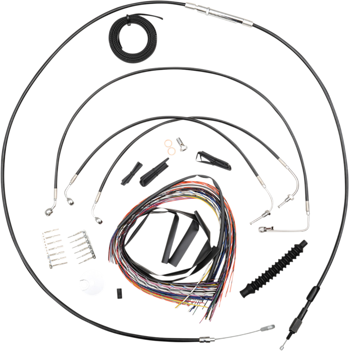 LA CHOPPERS Complete Black Vinyl Braided Handlebar Cable/Brake Line Kit - 15"-17" Handlebars - '18-'22 Softail LA-8154KT2-16B
