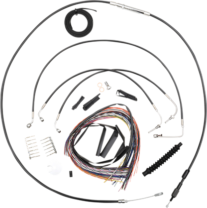 LA CHOPPERS Complete Black Vinyl Braided Handlebar Cable/Brake Line Kit - 15"-17" Handlebars - '18-'22 Softail LA-8154KT2-16B