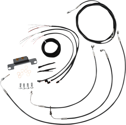 LA CHOPPERS Complete Black Vinyl Braided Handlebar Cable/Brake Line Kit - Stock Handlebars - '21-'22 FLH LA-8056KT2-08B